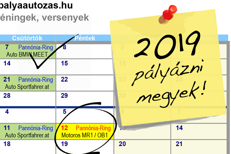 2019. – Motoros Versenynaptár